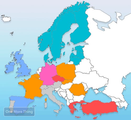 iPhone dichtheid in europa