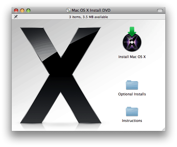 Mac OS X DVD install