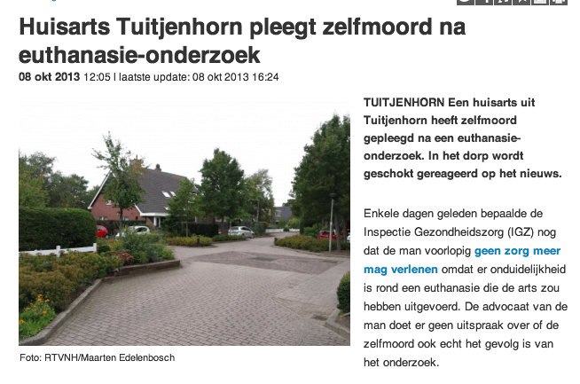 Huisarts Tuitjenhorn pleegt zelfmoord na euthanasie-onderzoek (20131014) thumb